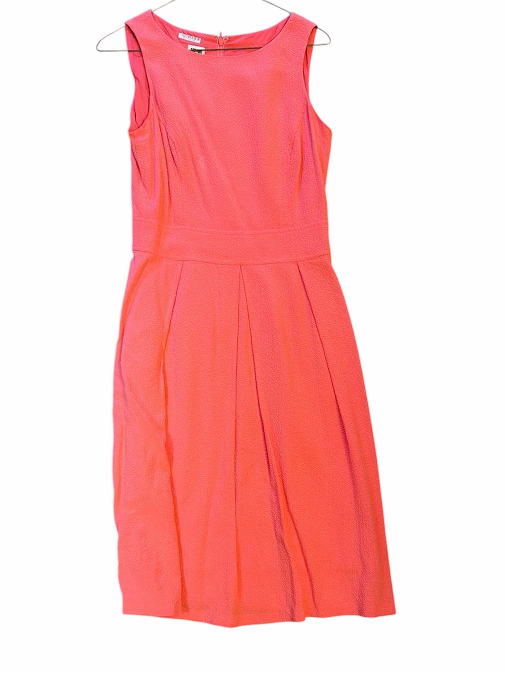Anne Klein Coral-Pink Sleeveless Pleated Waist Dress